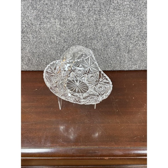 Unmarked Other - Vintage Crystal Candy‎ Dish/Trinket Bowl Basket~5" T